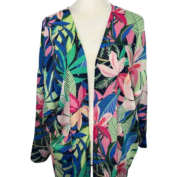 NWT LOFT Modal Colorful Tropical Floral Maxi Length Swim Coverup M/L - Picture 8 of 11